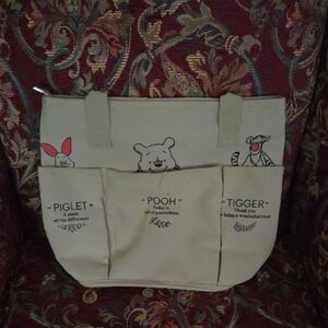 Winnie the Pooh Canvas Organizer Tote - Cream with Character Prints